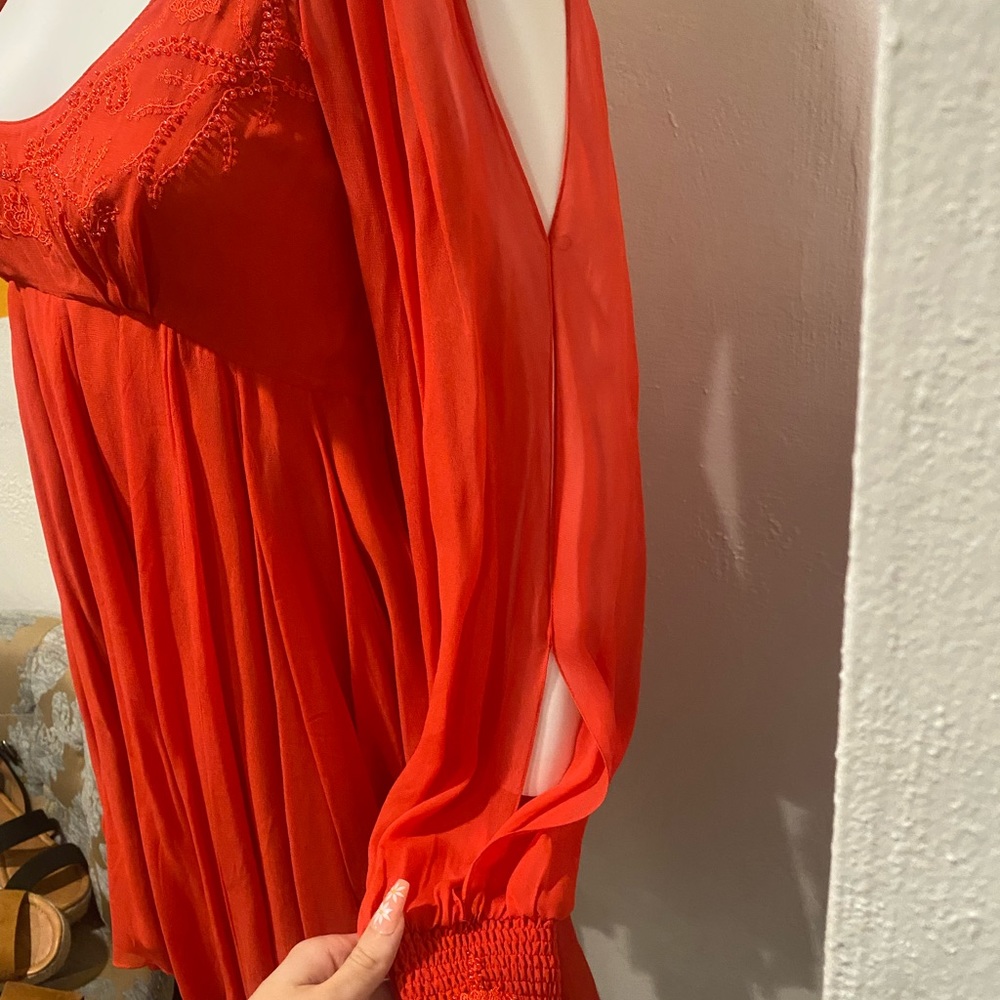 Free people Tatiana red beaded swing dress size 4 - Picture 17 of 17